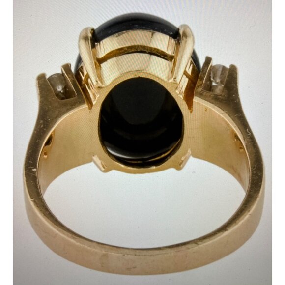 Gump's 14K Gold Oval Nephrite & Diamond Accent Cocktail Ring For Women 8.75 - Picture 3 of 6